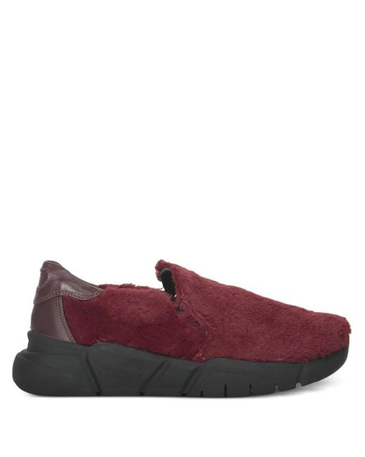 Moschino Purple Faux-Fur Slip-On Sneakers
