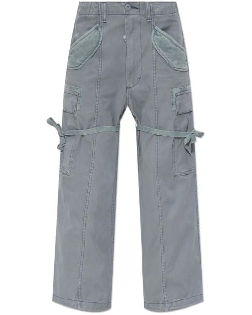 R13 Gray Cropped Cargo Trousers