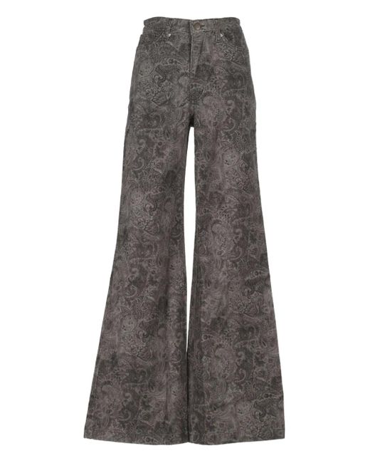 MAISON HOTEL Gray Cotton Blend Flared Trousers