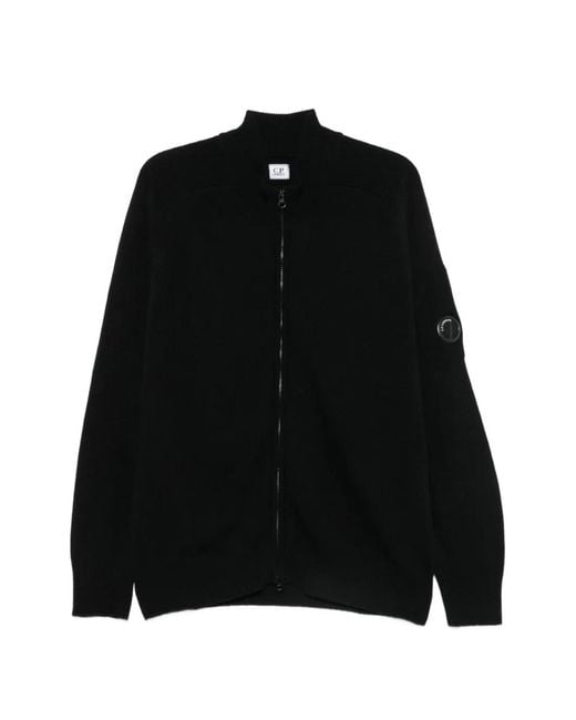 C P Company Black Zip-Up Cardigan for men
