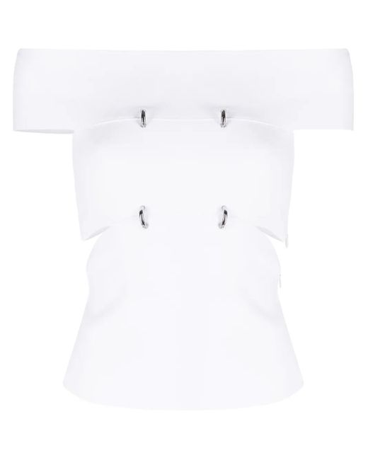 McQueen White Cut-Out Off-Shoulder Top
