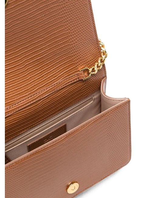 Elisabetta Franchi White Lizard-Effect Logo-Plaque Shoulder Bag