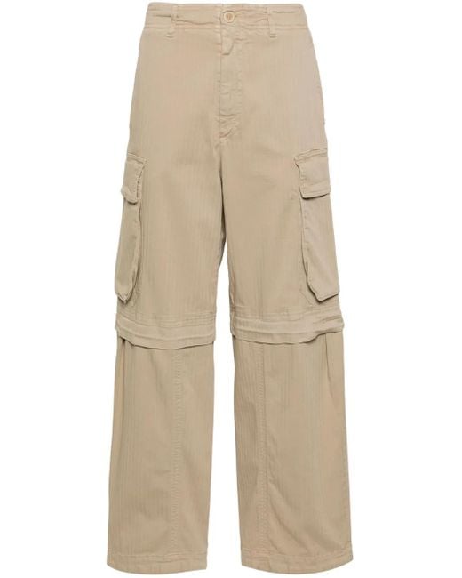 Semicouture Natural Herringbone Cargo Trousers