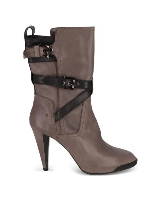 Tod's Brown Buckle-Strap Leather Ankle Boots
