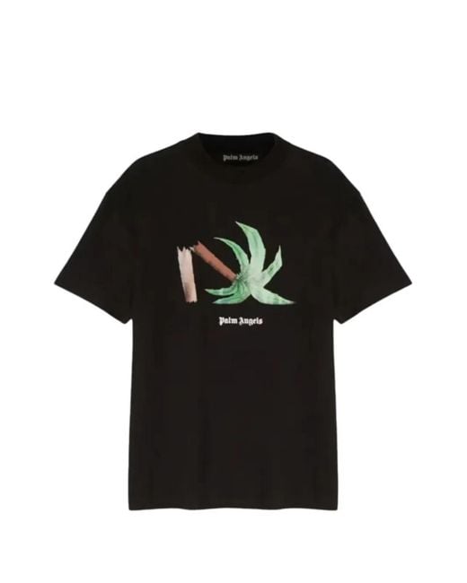 Palm Angels Black Broken Palm T-Shirt for men