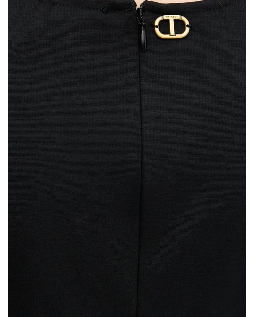Twinset Black Gathered-Skirt Mini Dress