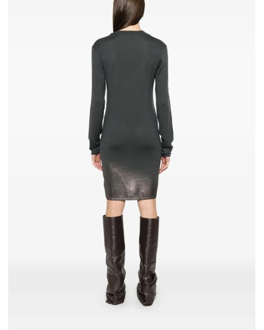 The Attico Gray Lurex-Detail Mini Dress