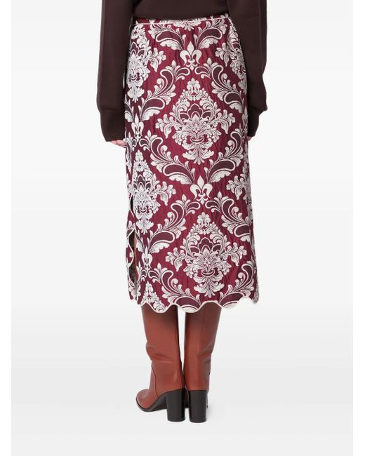 Jupe Mi-Longue À Motif En Jacquard Farm Rio en coloris Red