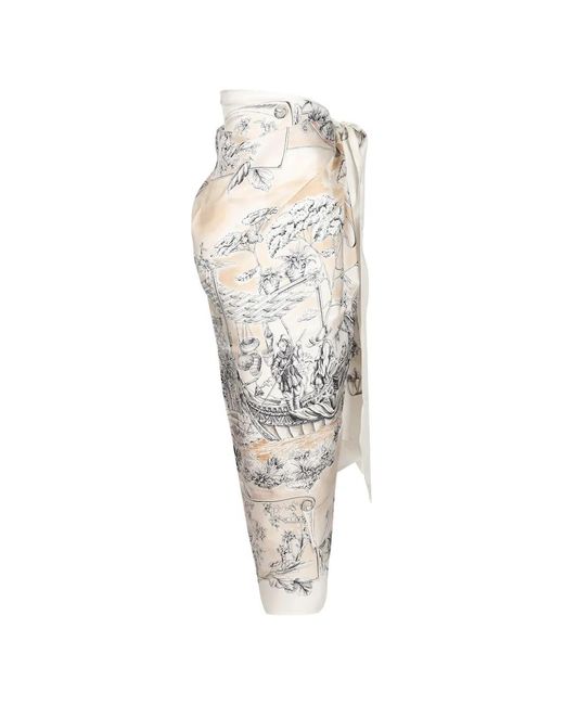 Ferragamo White Voyage-Print Silk Pareo
