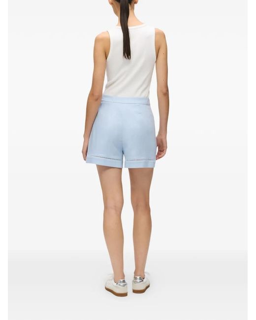 Karl Lagerfeld Blue Cut-Out Embroidery Shorts