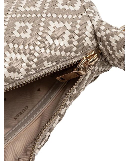 Guess White Vikky Woven Shoulder Bag