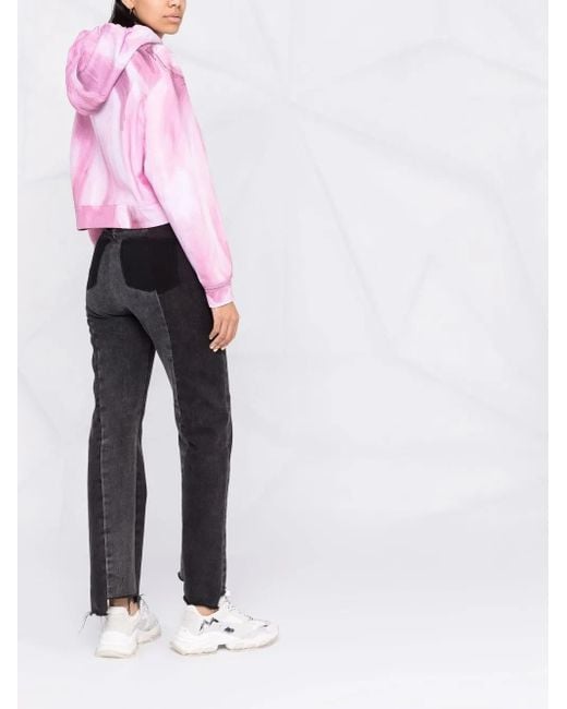 Moschino Pink Brushstroke-Print Cropped Hoodie