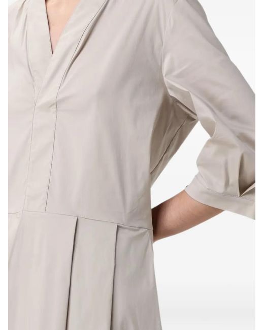 Liviana Conti White Madeleine Pleated V-Neck Dress