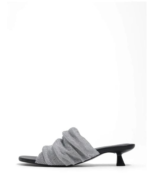 Bimba Y Lola White Ruched Heeled Sandals