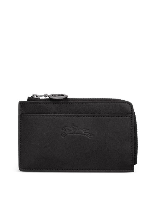 Longchamp Black Le Pliage Embossed Leather Cardholder