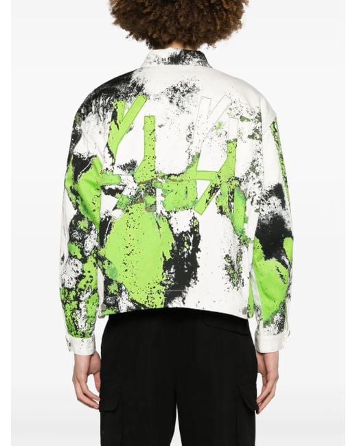 44 Label Group Green Corrosive-Print Denim Jacket for men