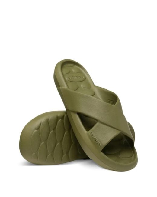 Havaianas Green Cross-Strap Slides