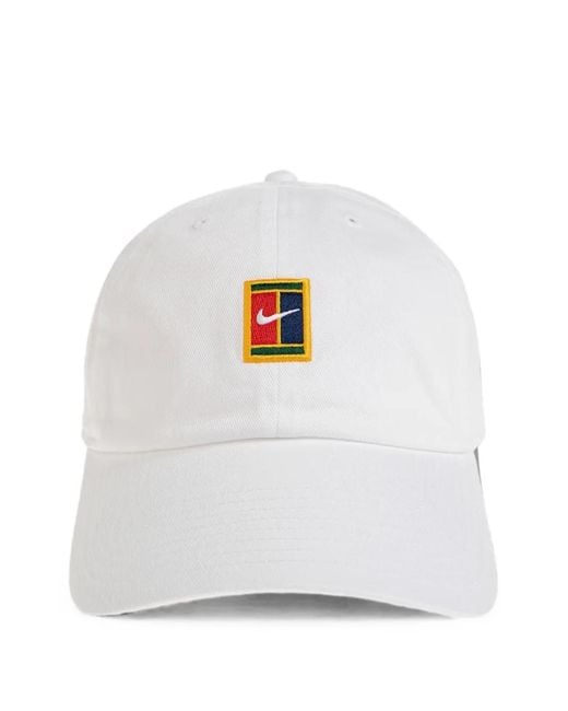 Nike White Baseballkappe Mit Logo-Patch