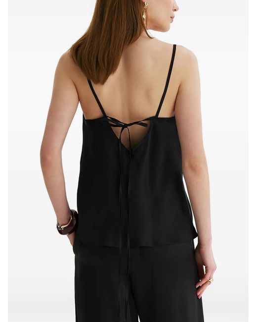 Framboise Black Cowl-Neck Silk Top