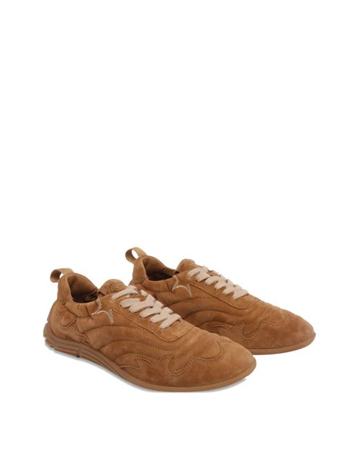 Ash Brown Suede Lace-Up Sneakers
