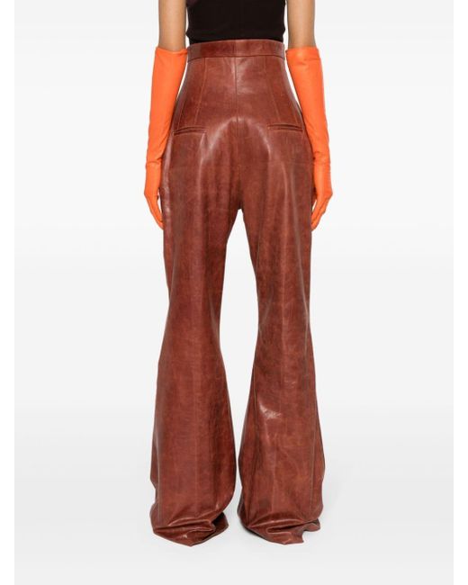 Rick Owens Dirt Bolan Leather Trousers Brown