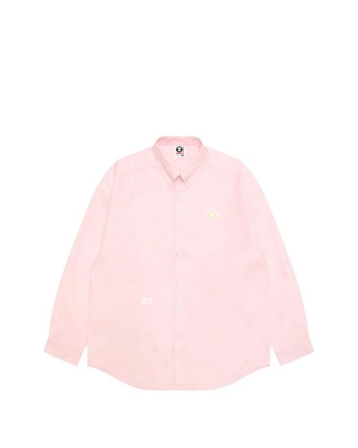 Aape By A Bathing Ape Pink Buttoned Embroidery Shirt for men
