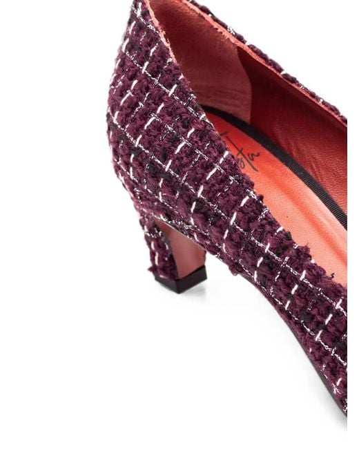 Festamilano Purple Bouclé Heeled Pumps