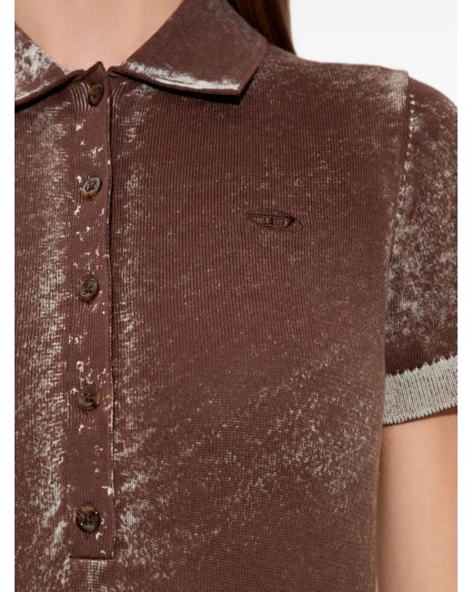 DIESEL M-Lourens Midi-Jurk Met Halve Knopen En Polokraag in het Brown