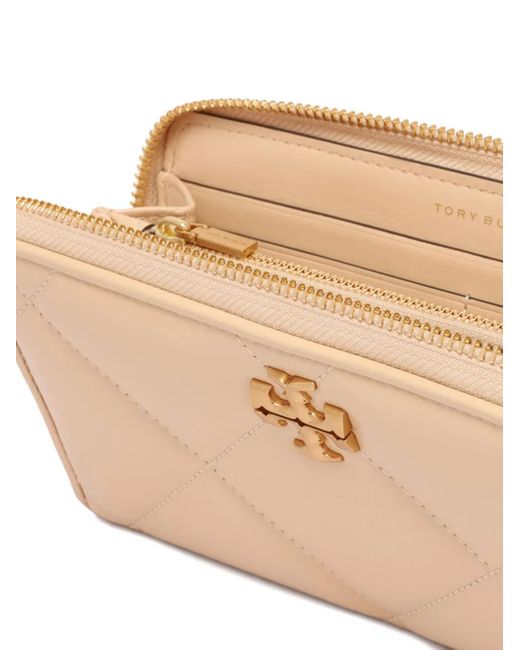 Tory Burch Natural Kira Quilted Zip-Around Wallet