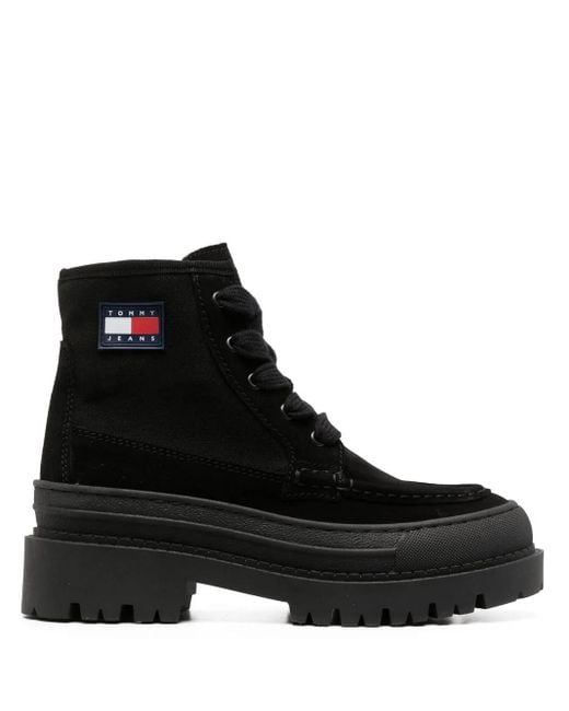 Tommy Hilfiger Veterlaarzen Met Logopatch in het Black