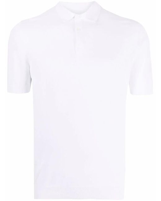 Fileria White Ribbed-Trim Cotton Polo Shirt for men