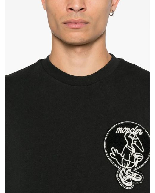 Moncler Black Embroidered Logo Sweatshirt for men