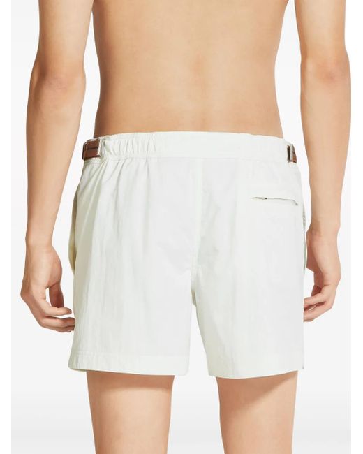Zegna White 232 Road Brand Mark Swim Shorts for men