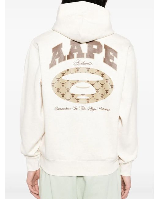 Aape By A Bathing Ape White Logo-Print Hoodie for men
