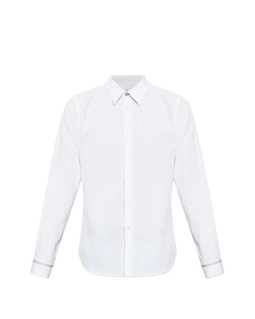 Paul Smith White Long-Sleeve Buttoned Shirt for men