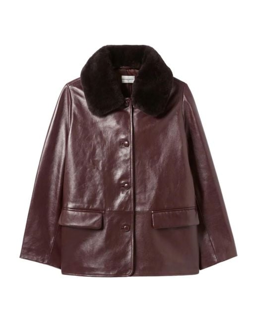 Claudie Pierlot シアリングカラーレザーコート Brown