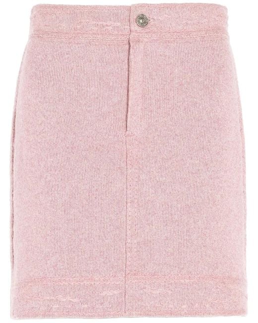 Barrie Pink Contrast-Stitch Mini Skirt