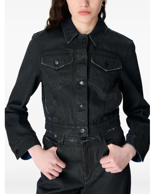 MARINE SERRE Black Moon Waxed Denim Jacket
