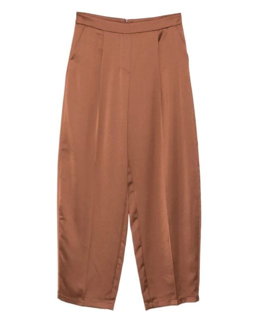 Imperial Brown Pleated Tapered Trousers