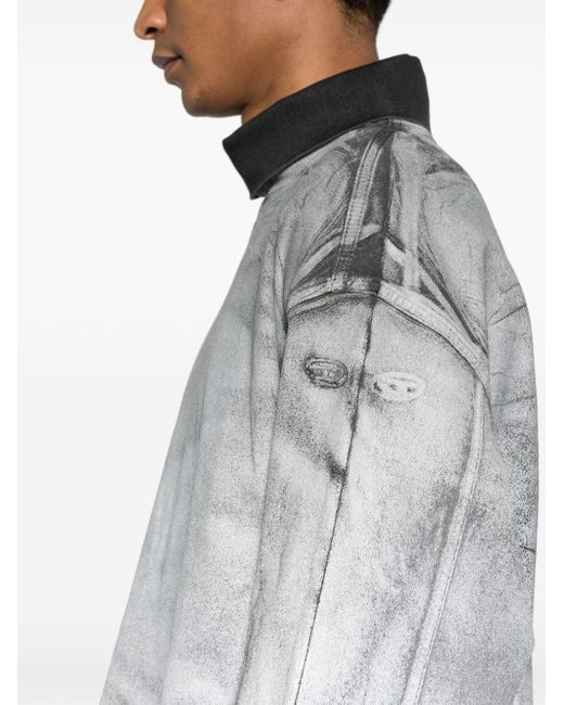 DIESEL Gray D-nlabelcol Reflective Sweatshirt for men