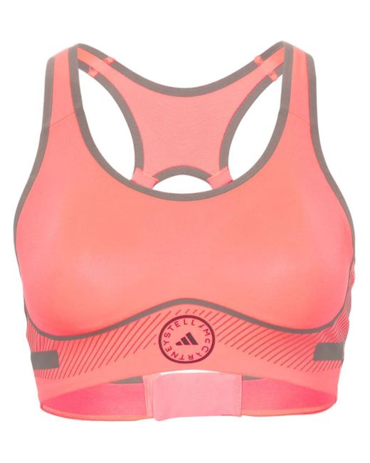 Adidas By Stella McCartney Gewatteerde Sport-bh Met Logoprint in het Pink