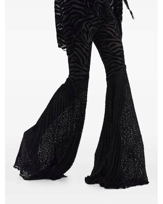 Roberto Cavalli Black Ray Of-Print Flared Trousers