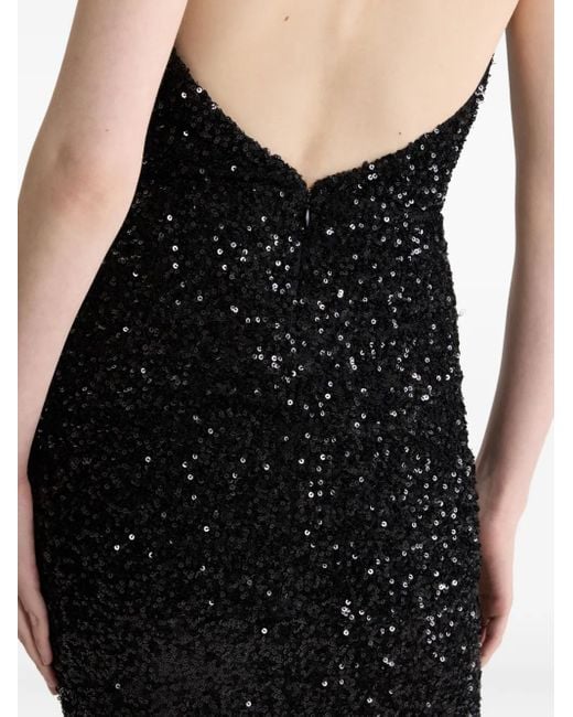 Patou Black Sequinned Halterneck Maxi Dress