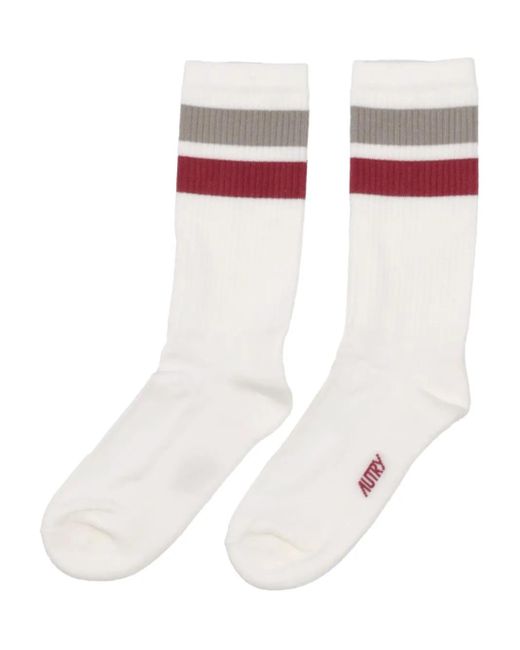 Autry White Striped Socks
