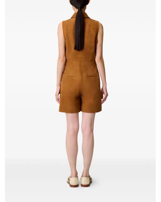 Claudie Pierlot Brown Sleeveless Leather Jumpsuit