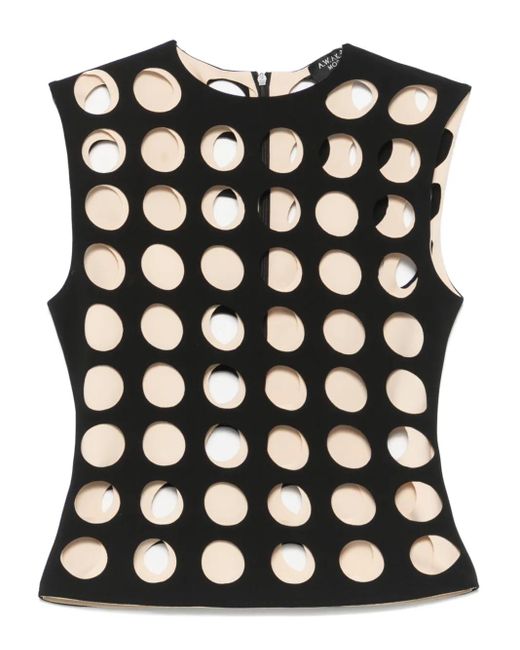 A.W.A.K.E. MODE Black Layered Holes Top