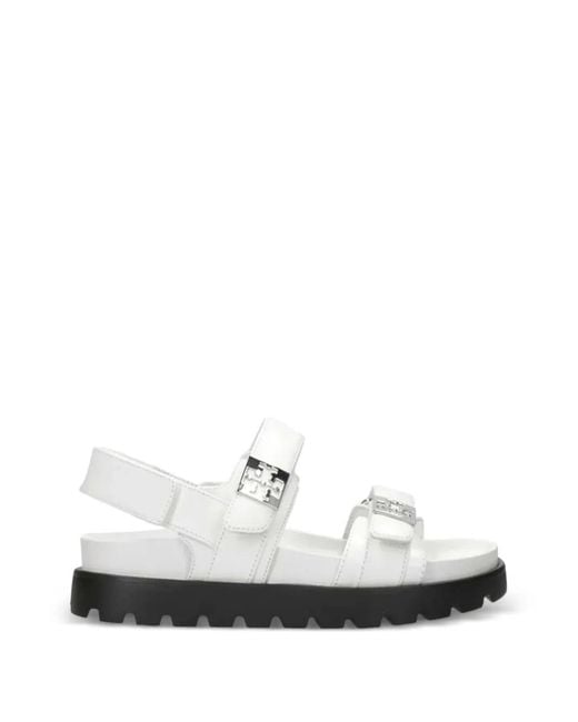 Tory Burch White Logo-Detail Sandals