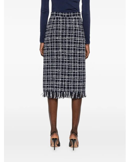 Thelaurent Gray Check-Pattern Midi Skirt