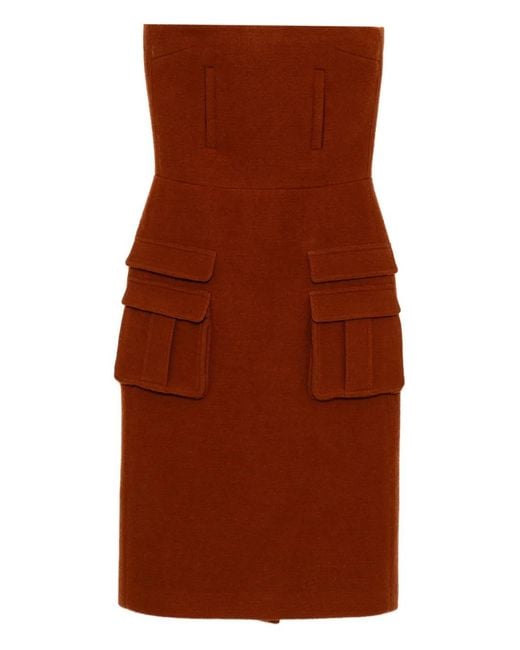 ShuShu/Tong Brown Bow Strapless Dress