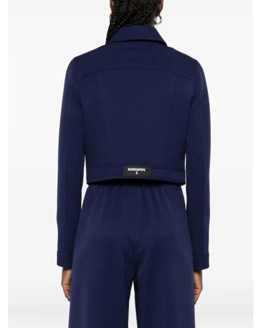 Patrizia Pepe Blue Denim-Effect Button Jacket